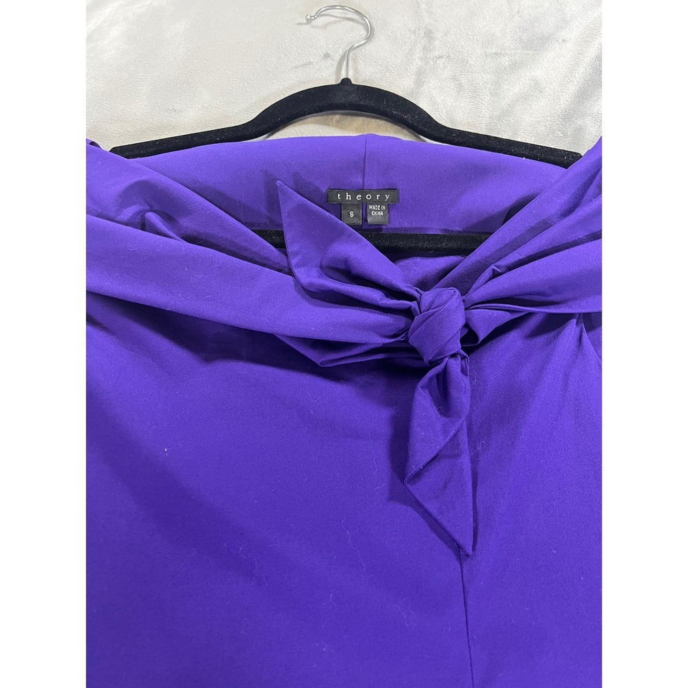 Theory‎ Ishana Luxe Cotton Blend Lined Off Shoulder Purple Career Work Blouse S - Picture 2 of 6